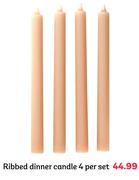   Ribbed Dinner Candle 4-Per Set