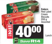 Bakers Red Label Cream Biscuits Assorted-For Any 2 x 200g