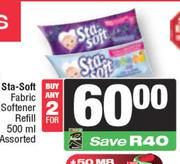 Sta-Soft Fabric Softener Refill-For Any 2 x 500ml