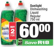 Sunlight Dishwashing Liquid (Regular)-For 2 x 750ml