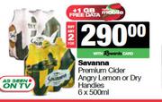 Savanna Premium Cider Angry Lemon Or Dry Handies-For 2 x 6 x 500ml