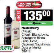 Nederburg Classic Chenin Blanc,Lyric,Sauvignon Blanc,Stein,Rose,Cab Sauv,Duet Or Merlot-For 2 x 750m