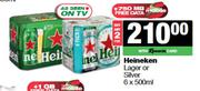 Heineken Lager Or Silver-For 2 x 6 x 500ml