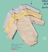 Babies Long Sleeve Body Vests (0-24 Months)