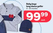 Baby Boys Long Sleeve Golfer (0-24Months)-Each