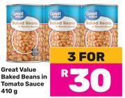 Great Value Baked Beans In Tomato Sauce-For 3 x 410g