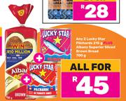 Lucky Star Pilchards 2 x 215g Plus Albany Superior Sliced Brown Bread 700g-For All