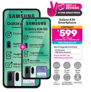 2 x Samsung Galaxy A36 Smartphone-On 1GB Red Core + Red Flexi 90