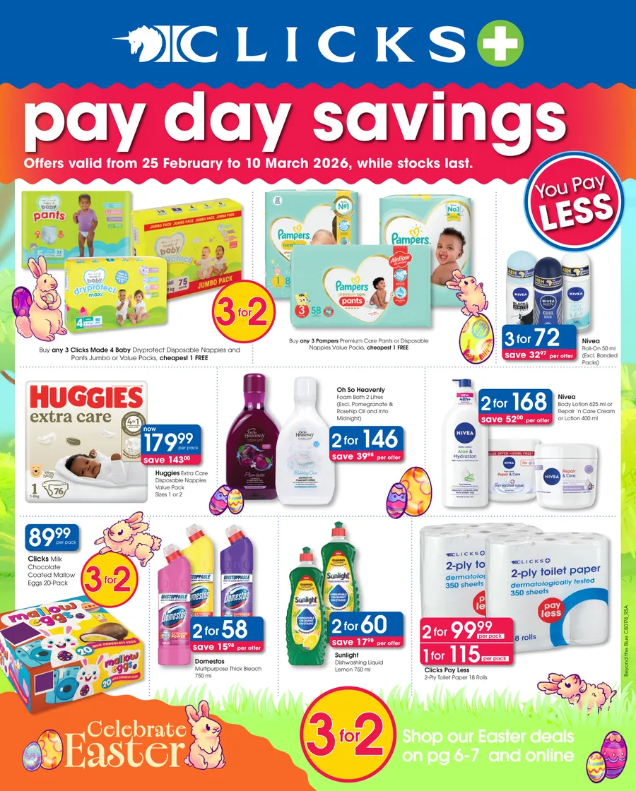 Clicks : Pay Day Savings (25 February - 10 March 2026)