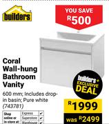 Builders Coral Wall-Hung Bathroom Vanity 743781