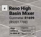 Reno High Basin Mixer Gunmetal 850017788