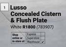 Lusso Concealed Cistern & Flush Plate White 783907