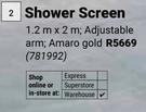 Shower Screen 1.2m X 2m