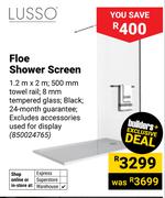 Lusso Floe Shower Screen 1.2m x 2m 850024765
