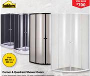 Builders Corner & Quadrant Shower Door 6mm Tempered Clear Glass 725893/725896