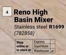Reno High Basin Mixer Stainless Steel 782858