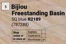 Bijiou Freestanding Basin SQ Blue 787288