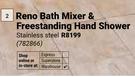 Reno Bath Mixer & Freestanding Hand Shower Stainless Steel 782866