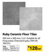 Ruby Ceramic Floor Tiles 500mm x 500mm 784139-Per Sqm