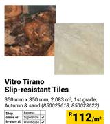 Vitro Tirano Slip Resistant Tiles 350mm x 350mm 850023618/850023622-Per Sqm