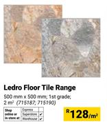 Ledro Floor Tile Range 500mm x 500mm 715187/715190-Per Sqm