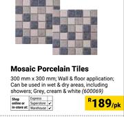 Mosaic Porcelain Tiles 300mm x 300mm 600069-Per Sqm