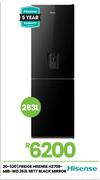 Hisense 263L Matt Black Mirror Fridge H370B-MIB-WD 20-520