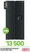 Defy 496L Black Glass SxS Fridge DFF456 20-576