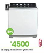 Defy 18Kg T/T WHT W/Machine DTT180 22-281