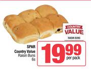 Spar Country Value Raisin Buns-6s Per Pack