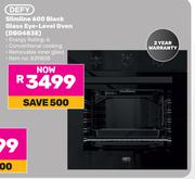 Defy Slimline 600 Black Glass Eye Level Oven DBO483E 829808