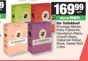 Du Toitskloof Pinotage Merlot,Ruby Cabernet,Sauv Blanc,Chenin,Cab Shiraz,Rose,Red-3L