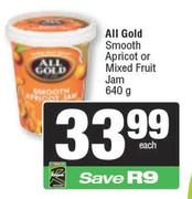 All Gold Smooth Apricot Or Mixed Fruit Jam-640g