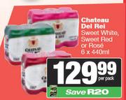 Chateau Del Rei Sweet White, Sweet Red Or Rose-6 x 440ml Per Pack
