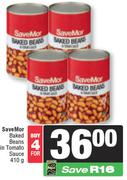 SaveMor Baked Beans In Tomato Sauce-For 4 x 410g