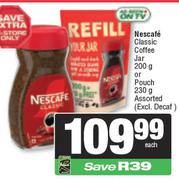 Nescafe Classic Coffee Jar 200g Or Pouch 230g Assorted (Excl. Decaf)-Each