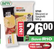 Spar Macaroni Or Spaghetti-For Any 2 x 500g
