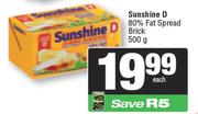 Sunshine D 80% Fat Spread Brick-500g