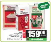 Spar Parboiled Rice 5Kg + Cake Flour 5Kg + Super Maize Meal 5Kg-For All
