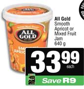 All Gold Smooth Apricot Or Mixed Fruit Jam-640g Each