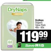 DryNaps Diapers Value Pack-40s-60s Per Pack