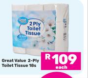 Great Value 2 Ply Toilet Tissue-18s