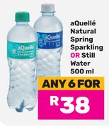 Aquelle Natural Spring Sparkling Or Still Water-For 6 x 500ml