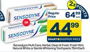 Sensodyne Multi Care, Herbal,Clean & Fresh,Fresh Mint,Natural Or Gentle Whitening Toothpaste-75ml EA
