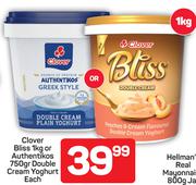 Clover Bliss 1kg or Authentikos 750g Double Cream Yoghurt-Each