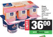 Clover Smooth Yoghurt Or Nolac Assorted-For 2 x 6s