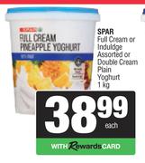 Spar Full Cream Or Induldge Or Double Cream Plain Yoghurt-1Kg