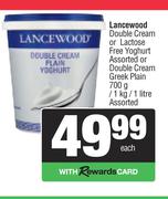 Lancewood Double Cream Or Lactose Free Yoghurt Or Double Cream Greek Plain-700g/1Kg/1L