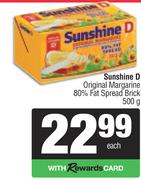 Sunshine D Original Margarine 80% Fat Spread Brick-500g