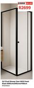 Siri Pivot Shower Door With Panel Black W90cm x D90cm x H180cm 81504655